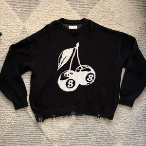 PacSun Black Knit Sweater with White Design